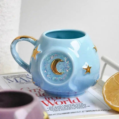 Ceramic Starry Sky Magic Mug Star Moon Mug-MoonChildWorld